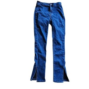 We The free Free People dark wash jeans split hem no pockets 27 stretch 70's‎